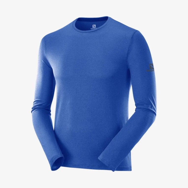 Salomon Agile Long Sleeve Men's T-Shirts Blue | CA 9P45